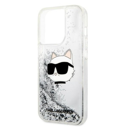 Deksel for Apple iPhone 14 Pro Max, Karl Lagerfeld, Glitter Choupette's Head, Sølvfarget