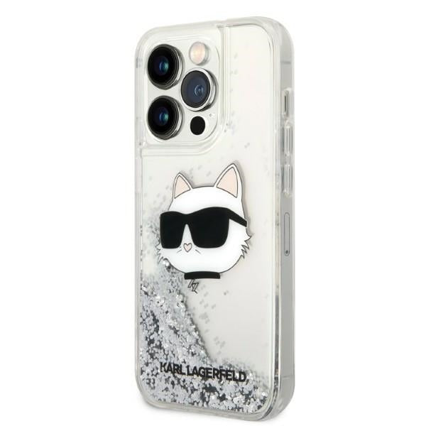 Deksel for Apple iPhone 14 Pro Max, Karl Lagerfeld, Glitter Choupette's Head, Sølvfarget