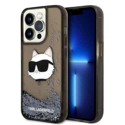 Deksel for Apple iPhone 14 Pro Max, Karl Lagerfeld, Glitter Choupette's Head, Svart