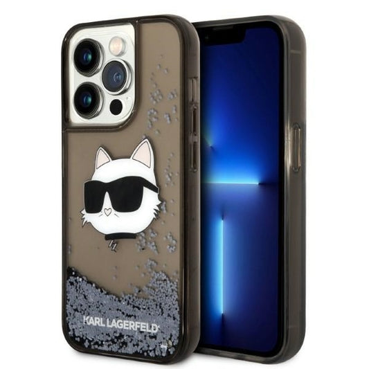 Deksel for Apple iPhone 14 Pro Max, Karl Lagerfeld, Glitter Choupette's Head, Svart