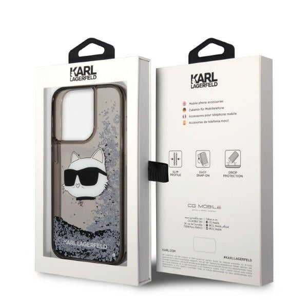 Deksel for Apple iPhone 14 Pro Max, Karl Lagerfeld, Glitter Choupette's Head, Svart