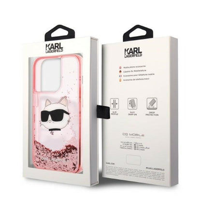Deksel for Apple iPhone 14 Pro Max, Karl Lagerfeld, Glitter Choupette's Head, Rosa