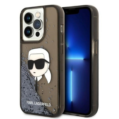 Deksel for Apple iPhone 14 Pro Max, Karl Lagerfeld, Glitter Karl's Head, Svart