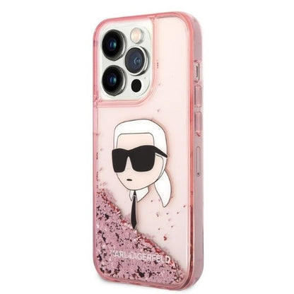 Deksel for Apple iPhone 14 Pro Max, Karl Lagerfeld, Glitter Karl's Head, Rosa