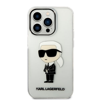 Deksel for Apple iPhone 14 Pro Max, Karl Lagerfeld, Ikonik Karl, Gjennomsiktig