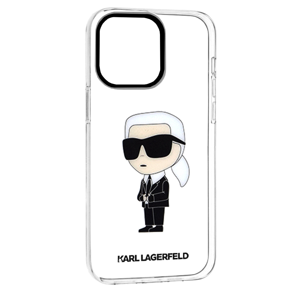 Deksel for Apple iPhone 14 Pro Max, Karl Lagerfeld, Ikonik Karl, Gjennomsiktig