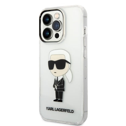 Deksel for Apple iPhone 14 Pro Max, Karl Lagerfeld, Ikonik Karl, Gjennomsiktig