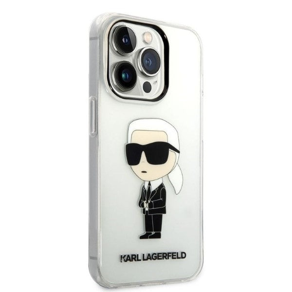 Deksel for Apple iPhone 14 Pro Max, Karl Lagerfeld, Ikonik Karl, Gjennomsiktig
