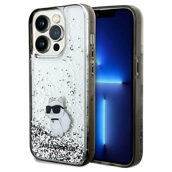 Deksel for Apple iPhone 14 Pro Max, Karl Lagerfeld, Liquid Glitter Choupette, Gjennomsiktig