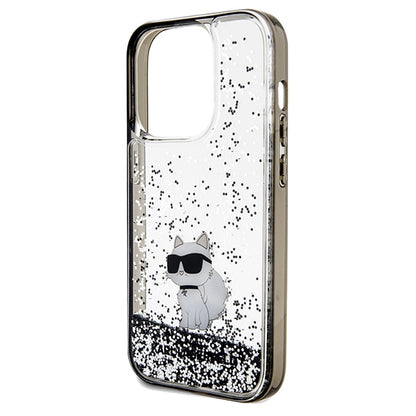 Deksel for Apple iPhone 14 Pro Max, Karl Lagerfeld, Liquid Glitter Choupette, Gjennomsiktig