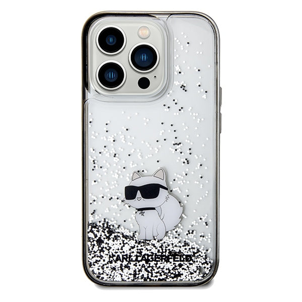 Deksel for Apple iPhone 14 Pro Max, Karl Lagerfeld, Liquid Glitter Choupette, Gjennomsiktig