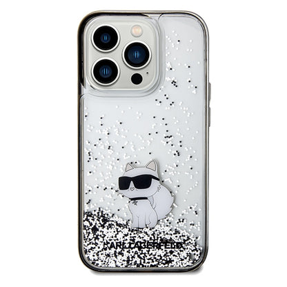 Deksel for Apple iPhone 14 Pro Max, Karl Lagerfeld, Liquid Glitter Choupette, Gjennomsiktig