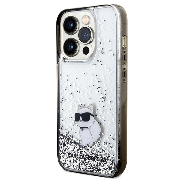 Deksel for Apple iPhone 14 Pro Max, Karl Lagerfeld, Liquid Glitter Choupette, Gjennomsiktig