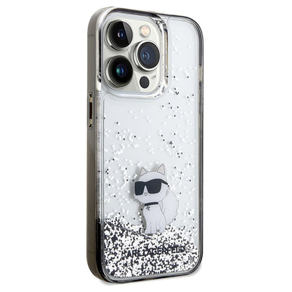 Deksel for Apple iPhone 14 Pro Max, Karl Lagerfeld, Liquid Glitter Choupette, Gjennomsiktig