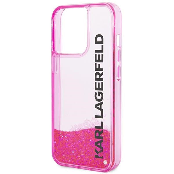 Deksel for Apple iPhone 14 Pro Max, Karl Lagerfeld, Liquid Glitter KL Logo, Rosa