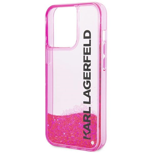 Deksel for Apple iPhone 14 Pro Max, Karl Lagerfeld, Liquid Glitter KL Logo, Rosa