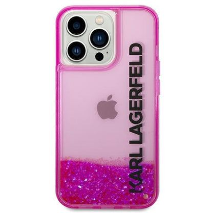 Deksel for Apple iPhone 14 Pro Max, Karl Lagerfeld, Liquid Glitter KL Logo, Rosa
