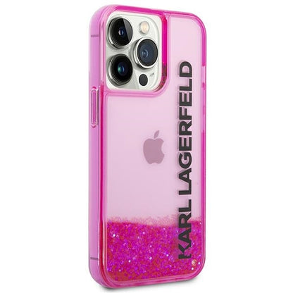 Deksel for Apple iPhone 14 Pro Max, Karl Lagerfeld, Liquid Glitter KL Logo, Rosa