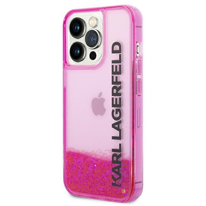 Deksel for Apple iPhone 14 Pro Max, Karl Lagerfeld, Liquid Glitter KL Logo, Rosa
