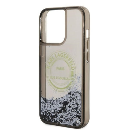 Deksel for Apple iPhone 14 Pro Max, Karl Lagerfeld, Liquid Glitter RSG, Svart