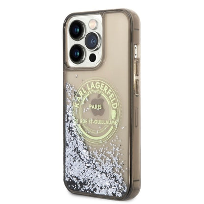 Deksel for Apple iPhone 14 Pro Max, Karl Lagerfeld, Liquid Glitter RSG, Svart