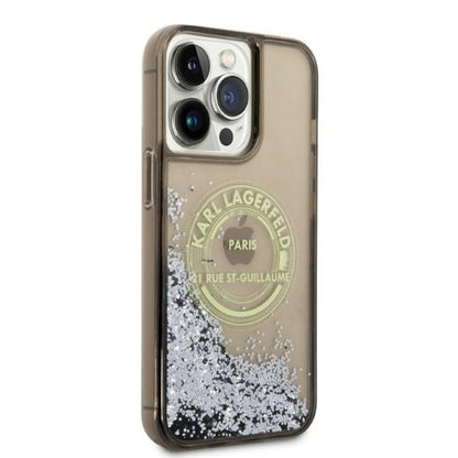 Deksel for Apple iPhone 14 Pro Max, Karl Lagerfeld, Liquid Glitter RSG, Svart