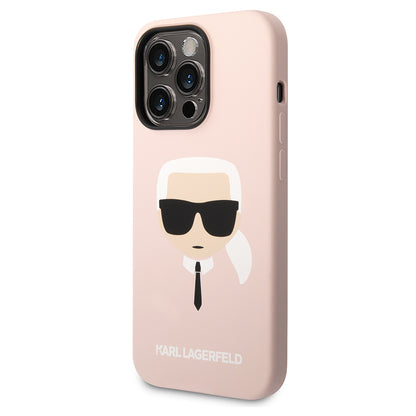 Deksel for Apple iPhone 14 Pro Max, Karl Lagerfeld, Silicone Karl's Head, Rosa