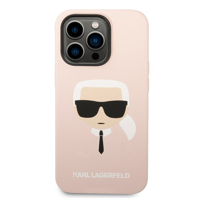 Deksel for Apple iPhone 14 Pro Max, Karl Lagerfeld, Silicone Karl's Head, Rosa