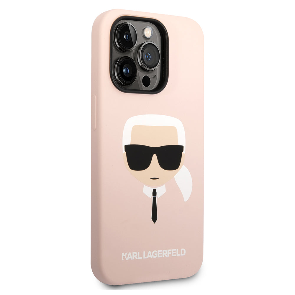 Deksel for Apple iPhone 14 Pro Max, Karl Lagerfeld, Silicone Karl's Head, Rosa