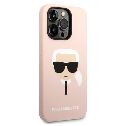 Deksel for Apple iPhone 14 Pro Max, Karl Lagerfeld, Silicone Karl's Head, Rosa