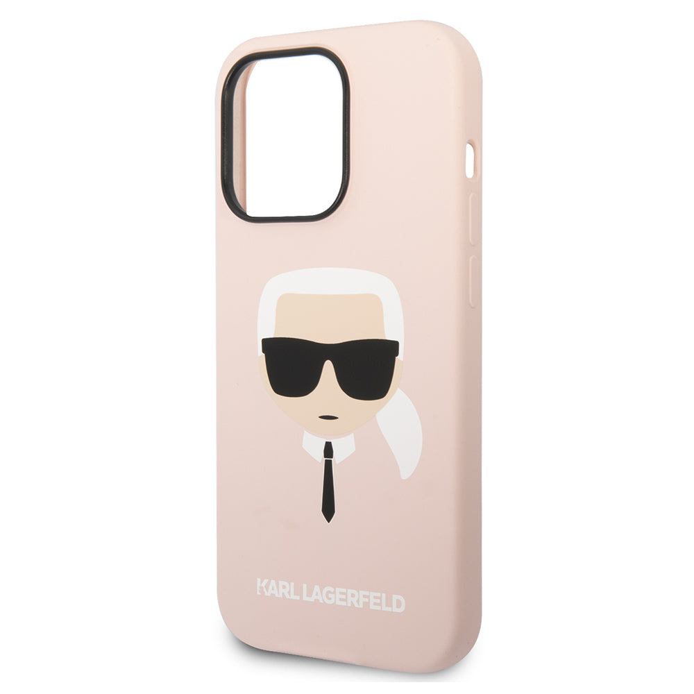 Deksel for Apple iPhone 14 Pro Max, Karl Lagerfeld, Silicone Karl's Head, Rosa