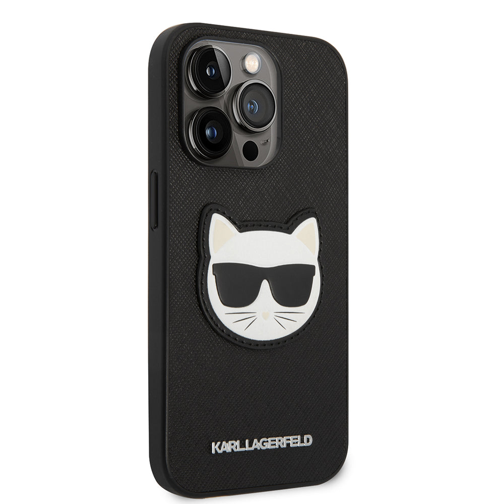Deksel for Apple iPhone 14 Pro Max, Karl Lagerfeld, Saffiano Choupette's Head, Svart