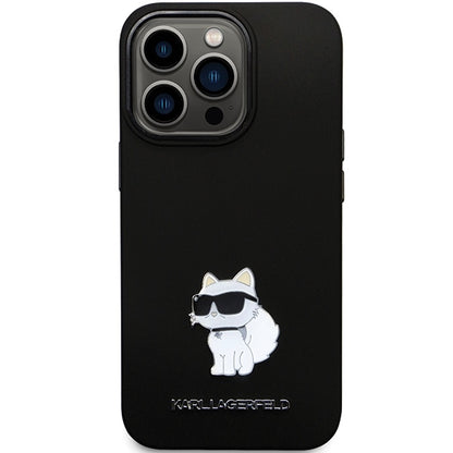 Deksel for Apple iPhone 14 Pro Max, Karl Lagerfeld, Silicone Choupette Metal, Svart