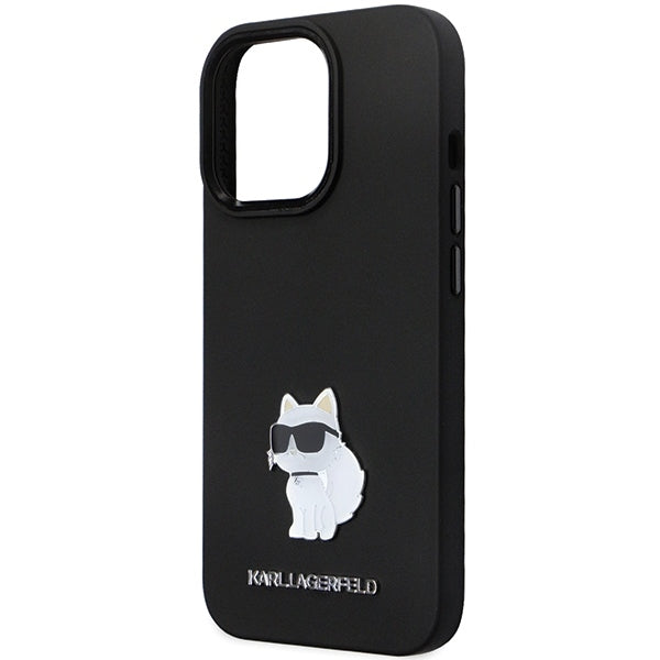 Deksel for Apple iPhone 14 Pro Max, Karl Lagerfeld, Silicone Choupette Metal, Svart
