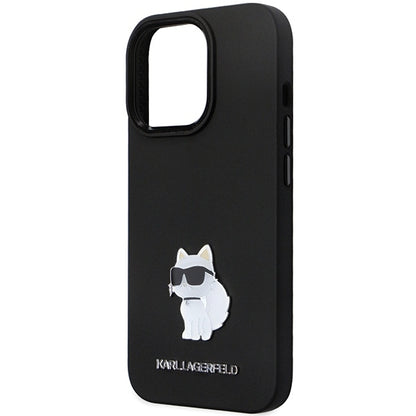 Deksel for Apple iPhone 14 Pro Max, Karl Lagerfeld, Silicone Choupette Metal, Svart