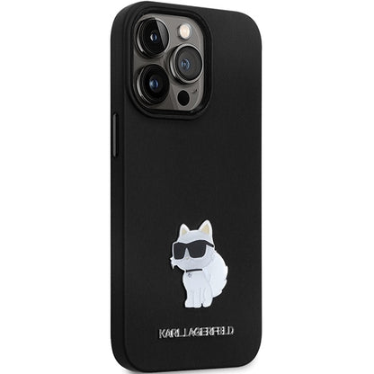 Deksel for Apple iPhone 14 Pro Max, Karl Lagerfeld, Silicone Choupette Metal, Svart