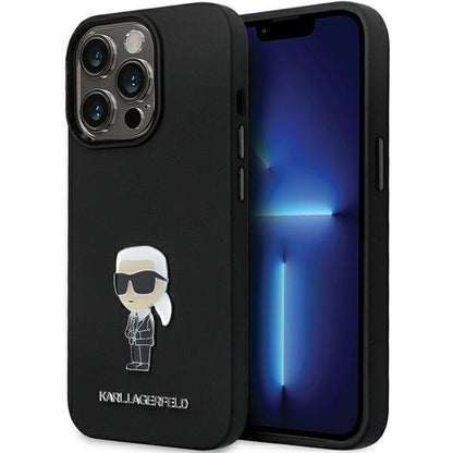 Deksel for Apple iPhone 14 Pro Max, Karl Lagerfeld, Silicone Ikonik Karl Metal, Svart