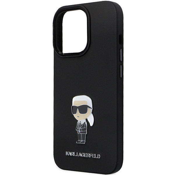 Deksel for Apple iPhone 14 Pro Max, Karl Lagerfeld, Silicone Ikonik Karl Metal, Svart