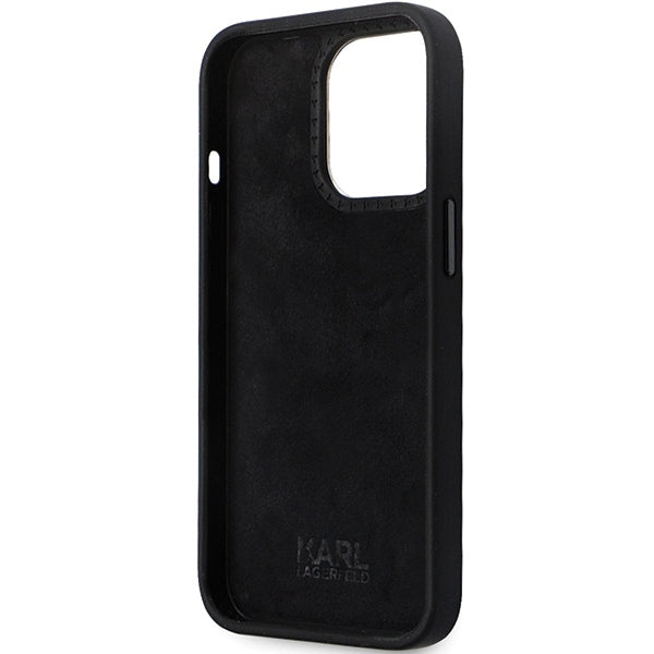 Deksel for Apple iPhone 14 Pro Max, Karl Lagerfeld, Silicone Ikonik Karl Metal, Svart