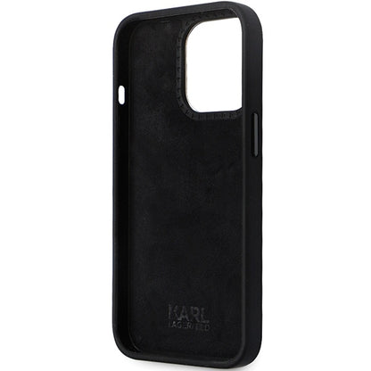 Deksel for Apple iPhone 14 Pro Max, Karl Lagerfeld, Silicone Ikonik Karl Metal, Svart
