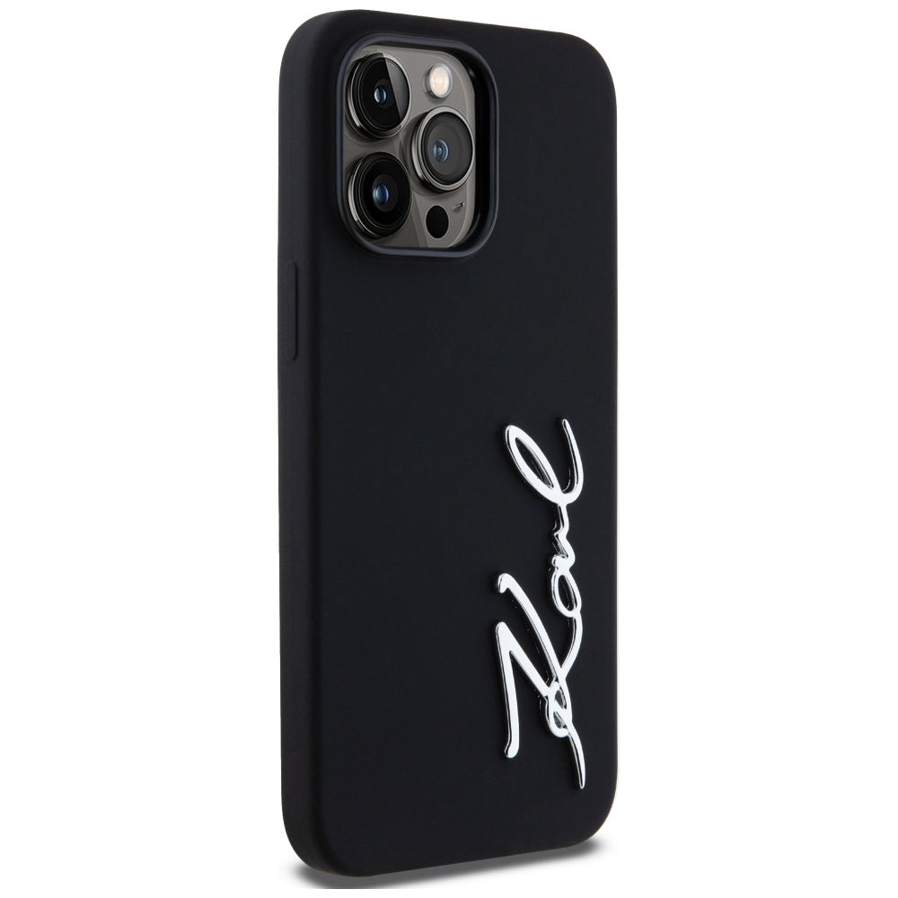 Deksel for Apple iPhone 14 Pro Max, Karl Lagerfeld, Silicone Script, Svart