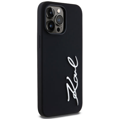 Deksel for Apple iPhone 14 Pro Max, Karl Lagerfeld, Silicone Script, Svart
