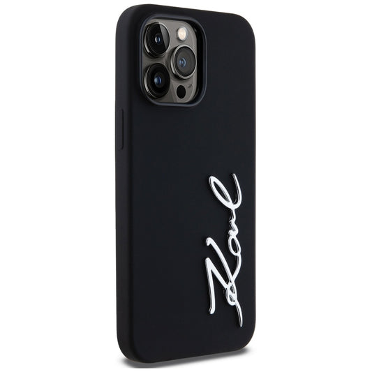 Deksel for Apple iPhone 14 Pro Max, Karl Lagerfeld, Silicone Script, Svart