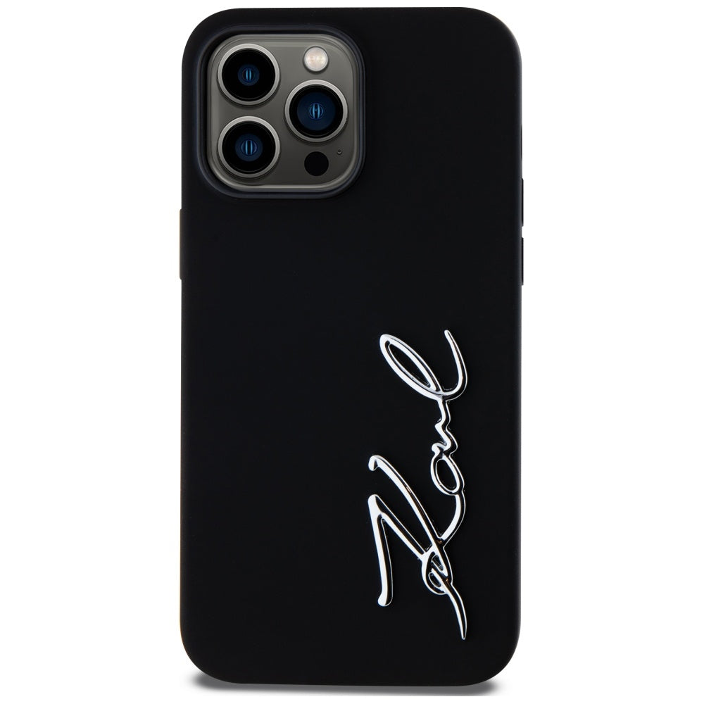 Deksel for Apple iPhone 14 Pro Max, Karl Lagerfeld, Silicone Script, Svart