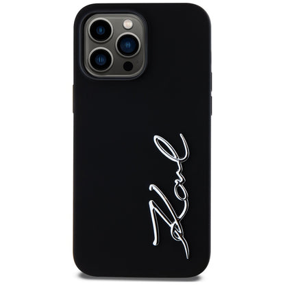 Deksel for Apple iPhone 14 Pro Max, Karl Lagerfeld, Silicone Script, Svart