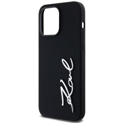 Deksel for Apple iPhone 14 Pro Max, Karl Lagerfeld, Silicone Script, Svart