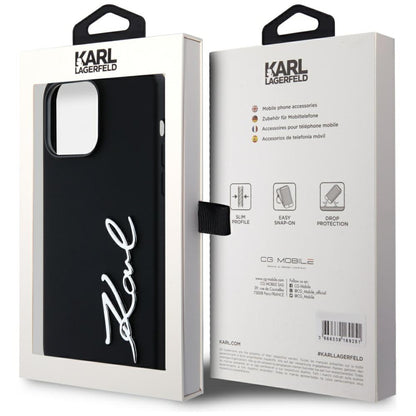 Deksel for Apple iPhone 14 Pro Max, Karl Lagerfeld, Silicone Script, Svart