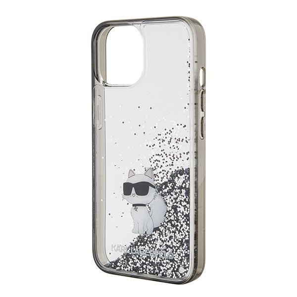 Deksel for Apple iPhone 15 / 14 / 13, Karl Lagerfeld, Liquid Glitter Choupette, Gjennomsiktig