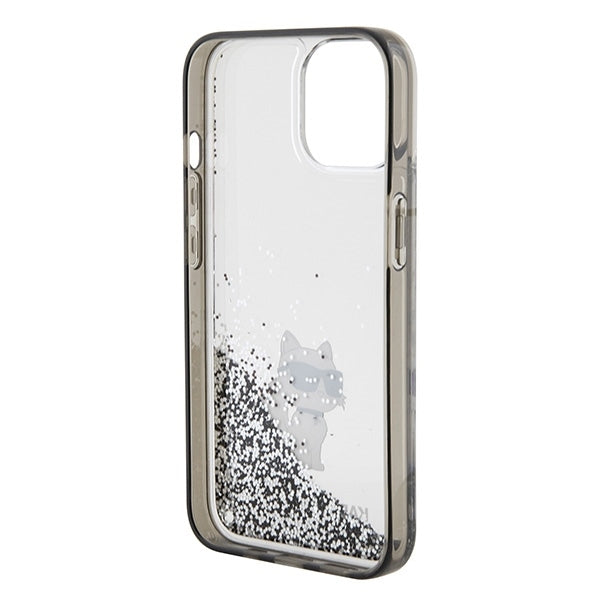 Deksel for Apple iPhone 15 / 14 / 13, Karl Lagerfeld, Liquid Glitter Choupette, Gjennomsiktig