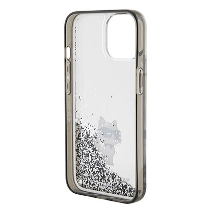 Deksel for Apple iPhone 15 / 14 / 13, Karl Lagerfeld, Liquid Glitter Choupette, Gjennomsiktig